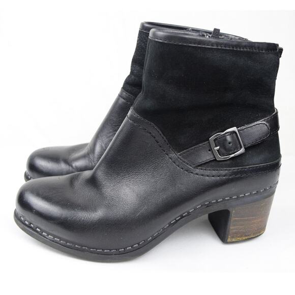 Dansko "Hayley" Black Leather & Suede Block Heeled Biker Bootie EUR. 36 US 5-5.5 - Picture 4 of 9